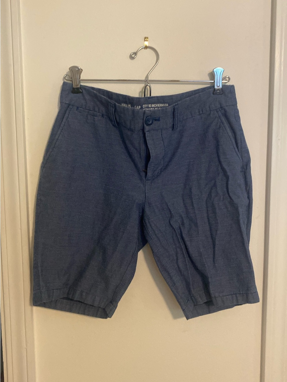 GAP Women's Blue Striped Bermuda Shorts